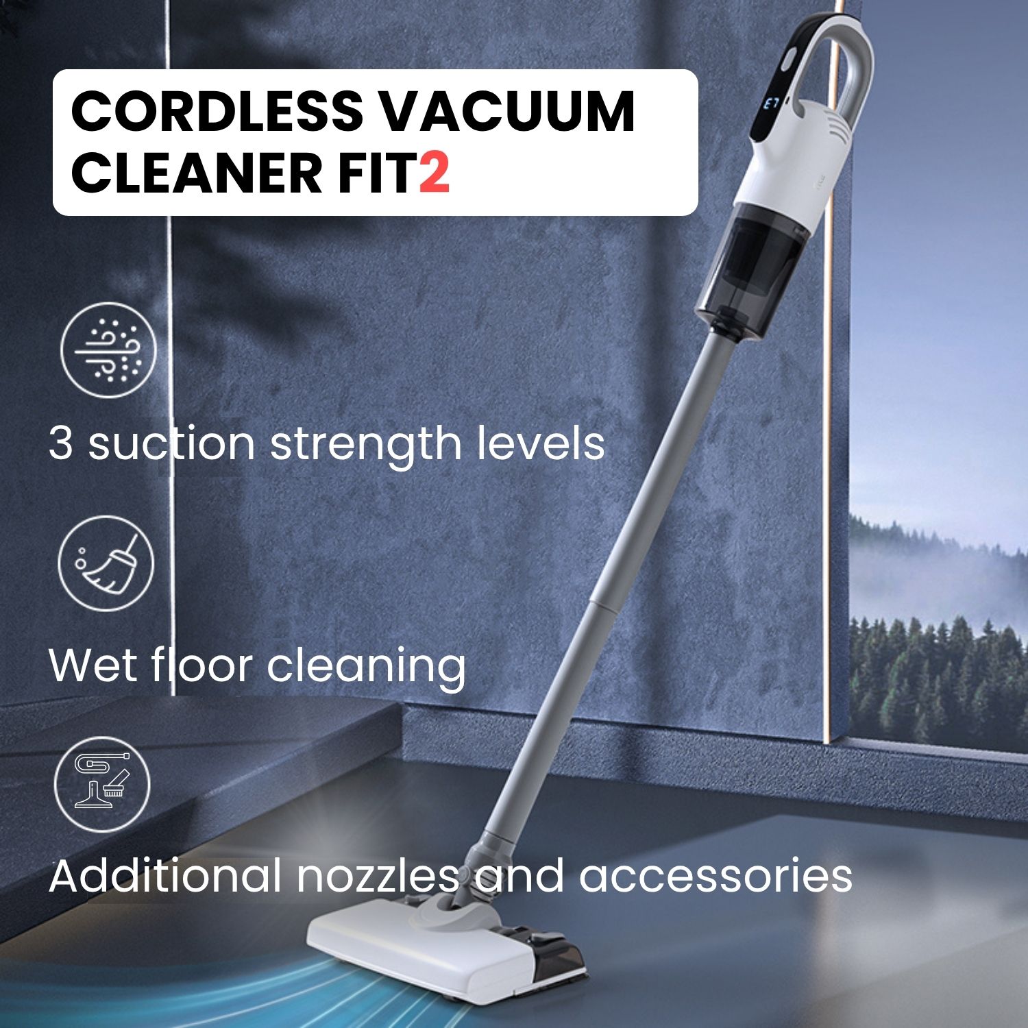 Cordless vacuum cleaner Fit2 Essentials 3-in-1 – vacuums, mops and reaches corners